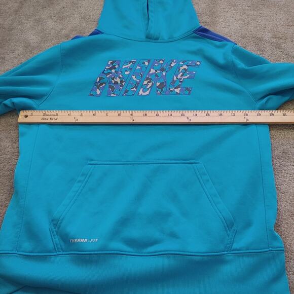 Nike Blue therma-fit Size XL Extra Large Boys Teens Kids Hoodie Camo Pocket - Picture 9 of 10